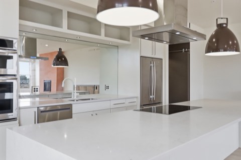 Kitchen range and island