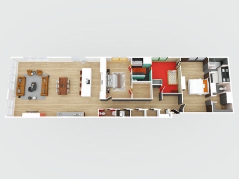Three-dimensional rendering of the Unit 301 floor plan